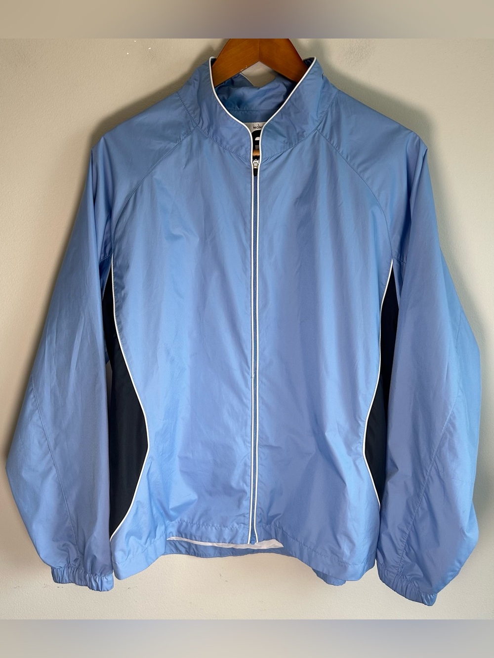 Footjoy Womens Golf Rain Jacket Windbreaker Size L Blue Black Long Sleeve
